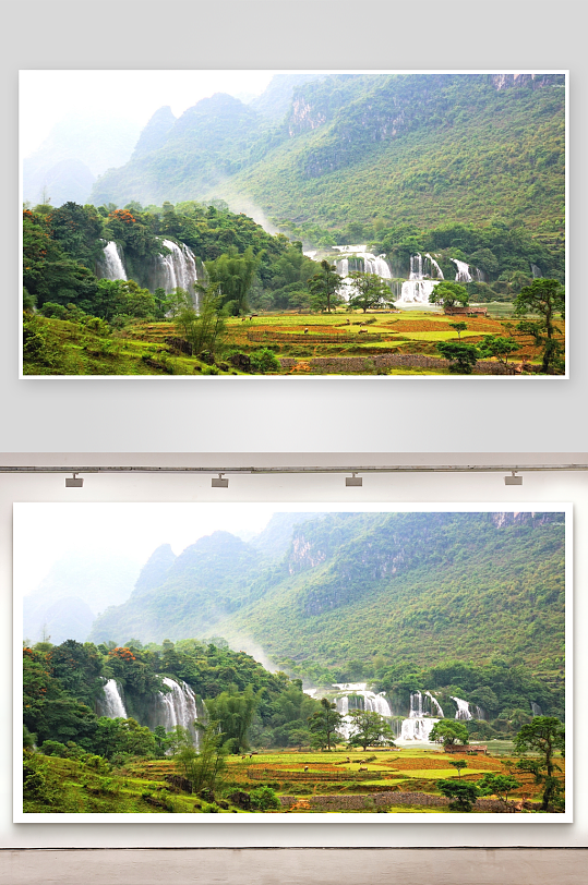 青山绿水间瀑布飞流-众图网