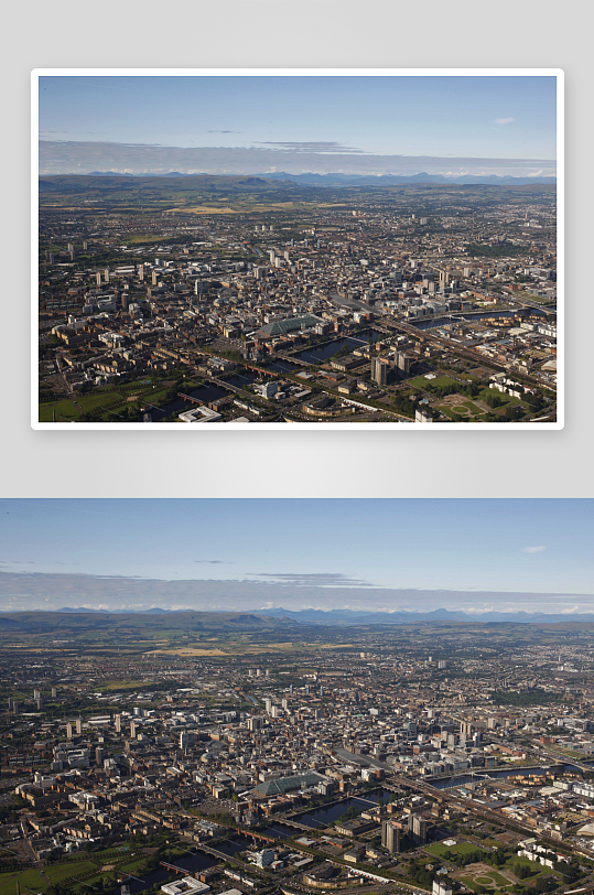 高空俯瞰城市全景蓝天白云-众图网