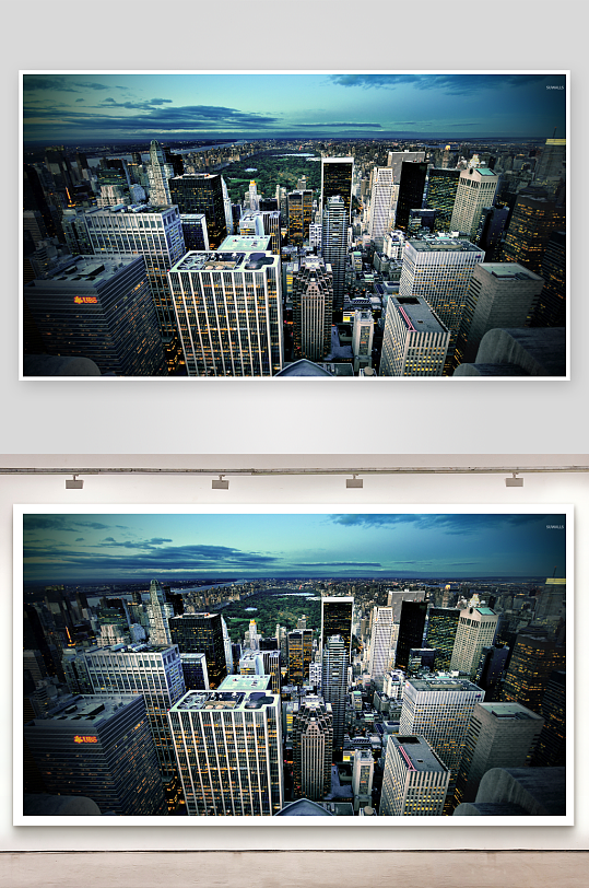 高空俯瞰城市夜景高楼林立-众图网