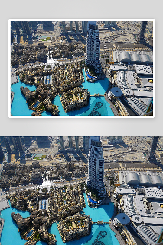 高空俯瞰城市建筑与水景-众图网