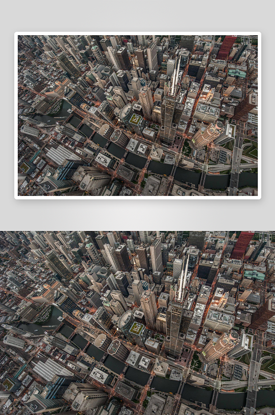 高空俯瞰城市建筑群夜景-众图网