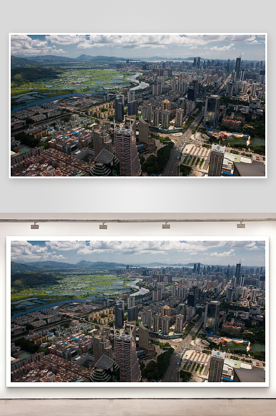 高空俯瞰城市河流景观-众图网