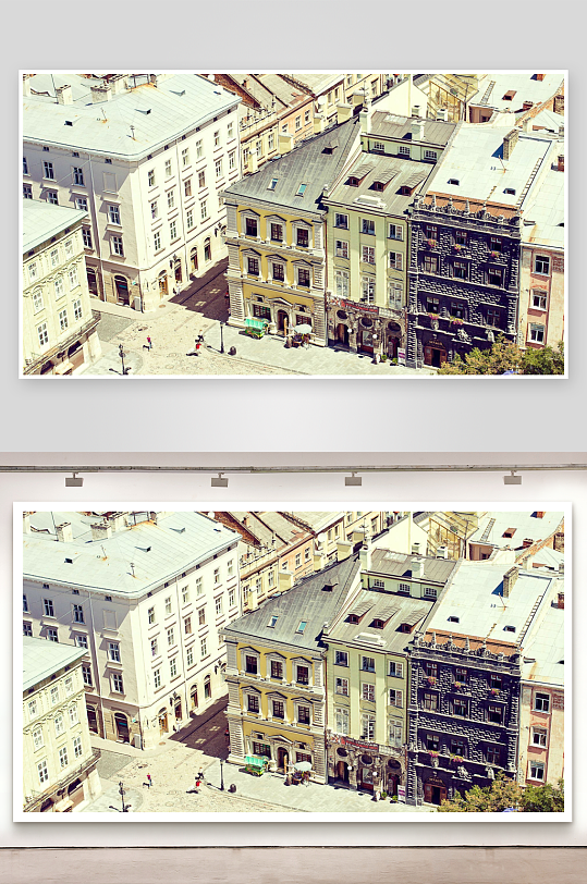 高空俯瞰欧式建筑群街景-众图网