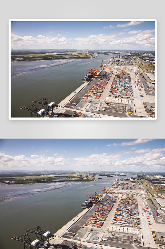 高空俯瞰港口集装箱码头全景-众图网