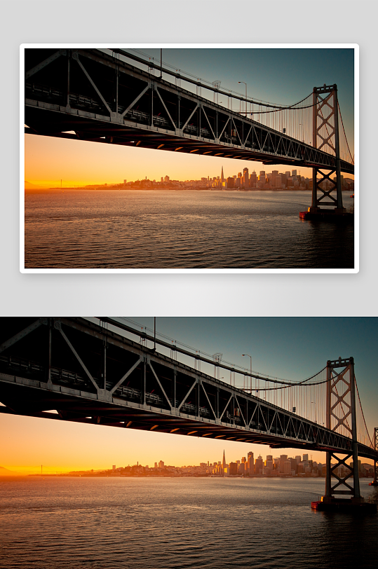 黄昏大桥城市剪影-众图网