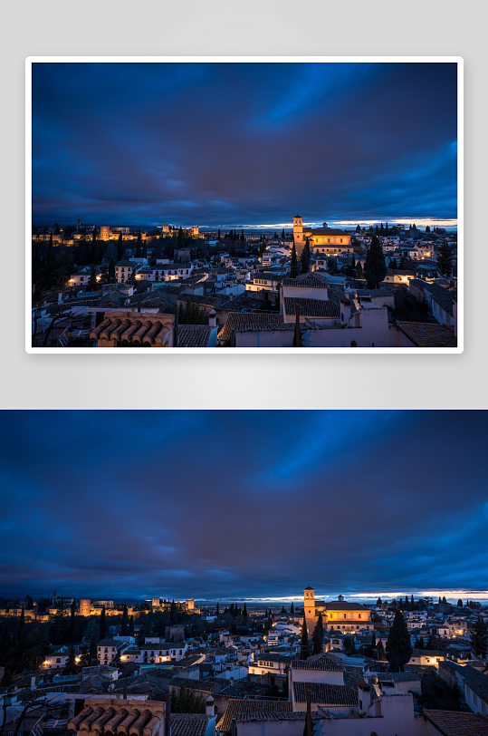 黄昏时分的城市全景-众图网