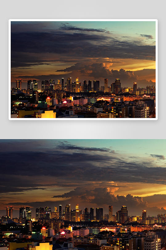 黄昏时分的城市天际线-众图网