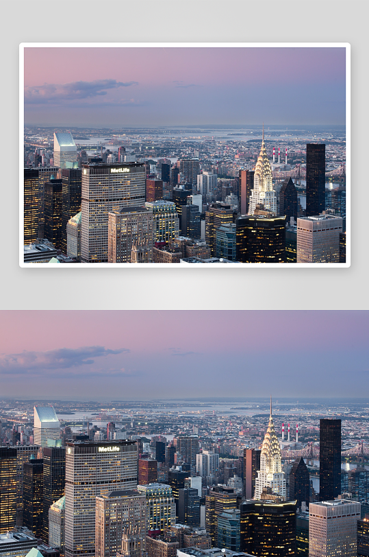 黄昏时分的城市天际线全景-众图网