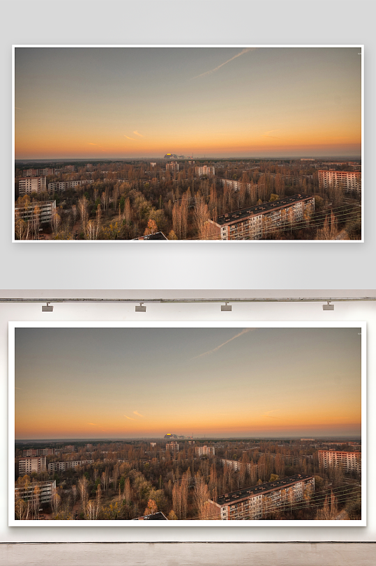 黄昏时分的城市废墟景象-众图网