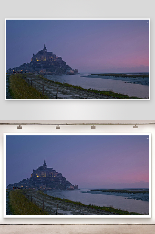 黄昏时分的海上城堡景观-众图网