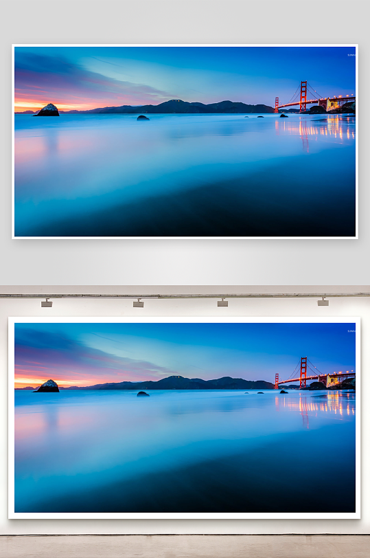 黄昏时分的海湾大桥景色-众图网