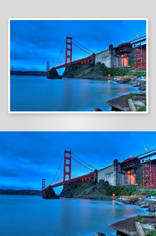 黄昏时分的红色大桥景观-众图网