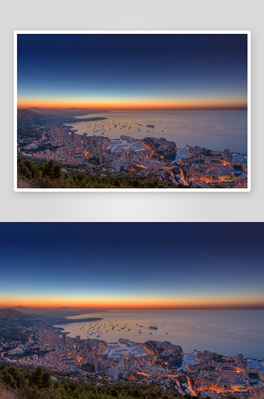 黄昏海滨城市全景-众图网