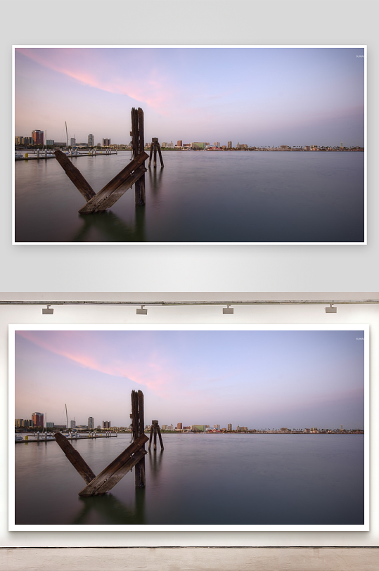 黄昏海滨城市景观-众图网