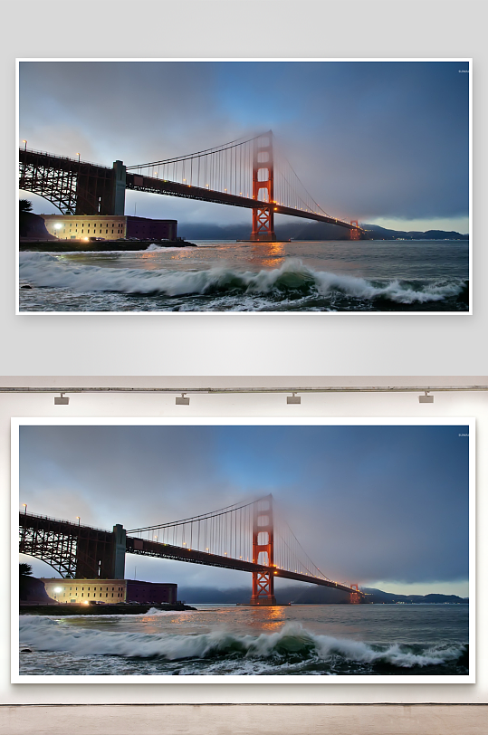 黄昏雾霭中的金门大桥-众图网