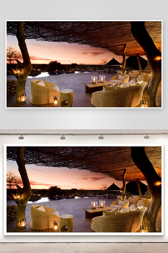 黄昏露台泳池景观-众图网