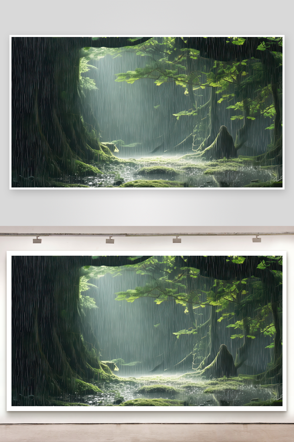 林间细雨洗去心灵疲惫图片素材