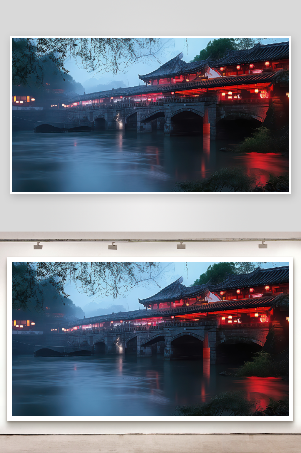 枫桥夜泊钟声传古韵背景图素材