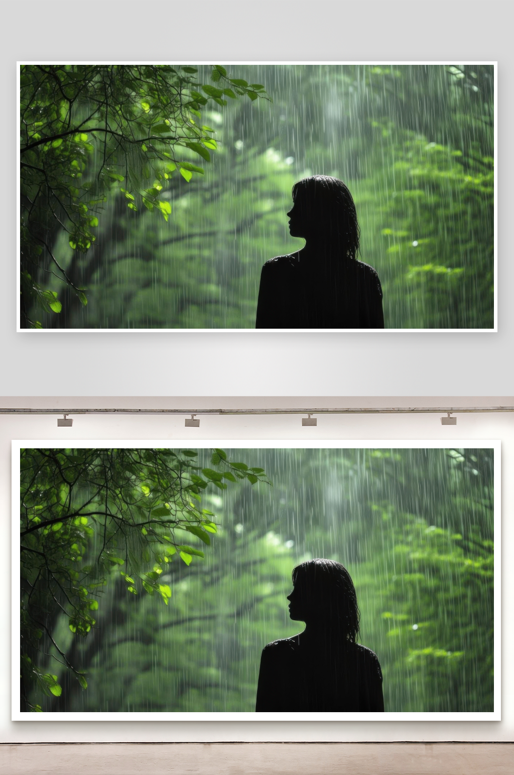 林间细雨滋润干枯心灵背景图素材