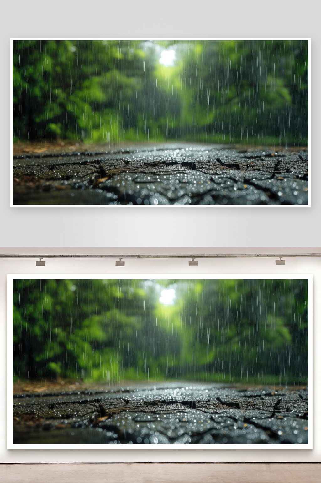 林间细雨滋润干枯心田背景图素材