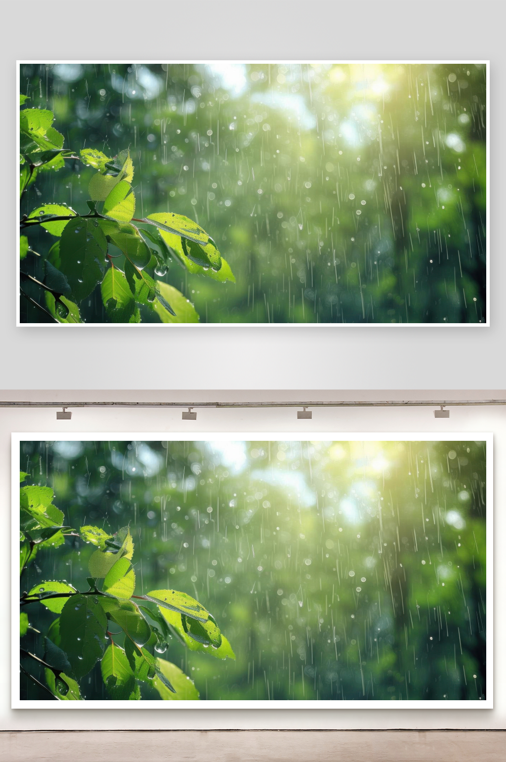 林间细雨过后空气清新背景图素材