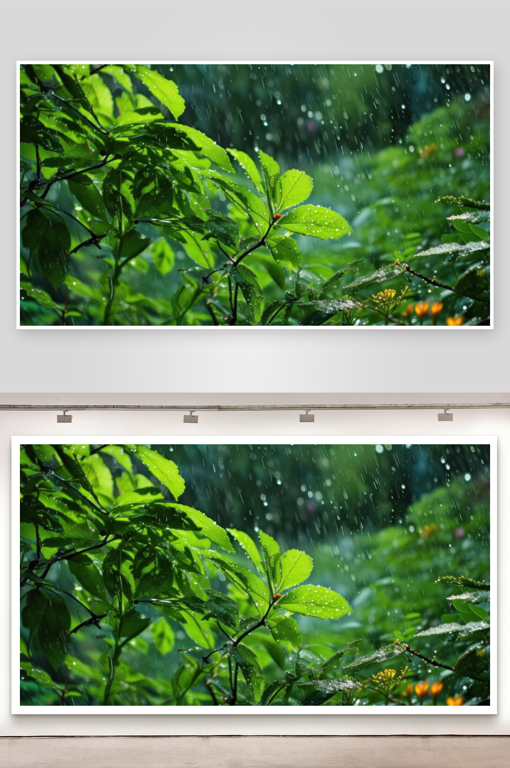 林间细雨过后绿意更浓背景图素材