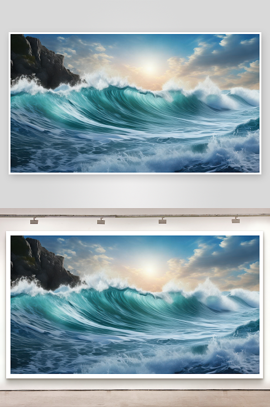 海浪起伏如同人生跌宕背景图-众图网