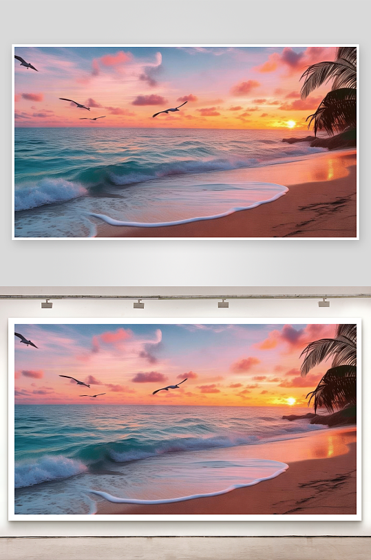 海边黄昏温柔整个世界背景图-众图网