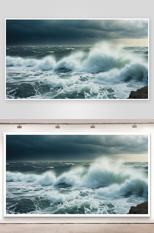 海风呼啸巨浪拍打岸来背景图-众图网