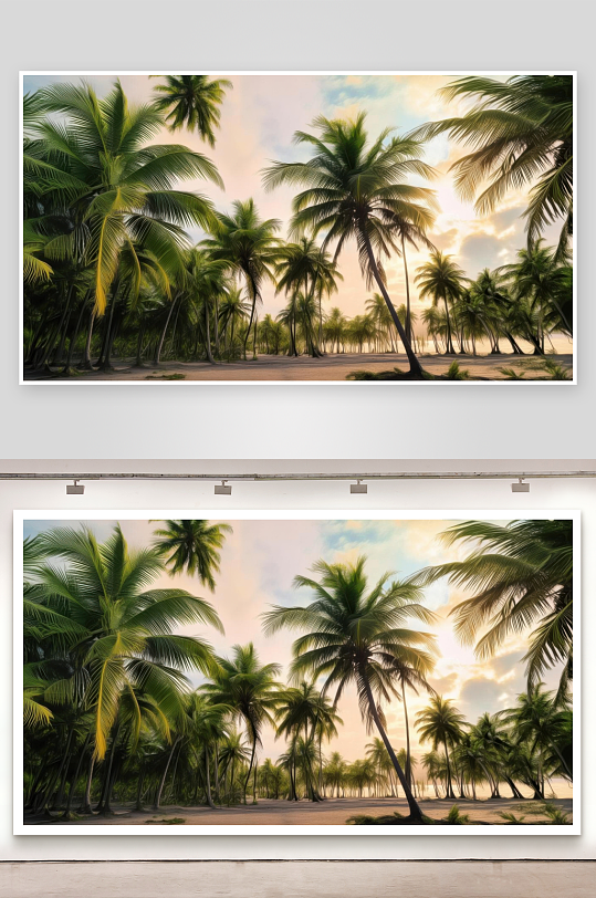 海风轻拂椰林摇曳影-众图网