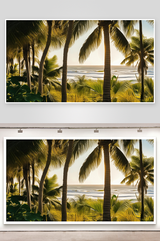 海风轻拂椰林摇曳影图片-众图网