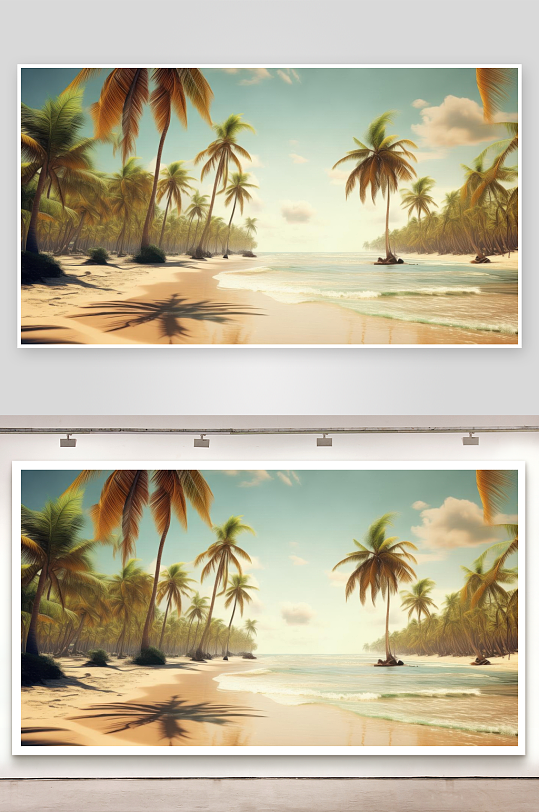 海风轻拂椰林摇曳影壁纸-众图网