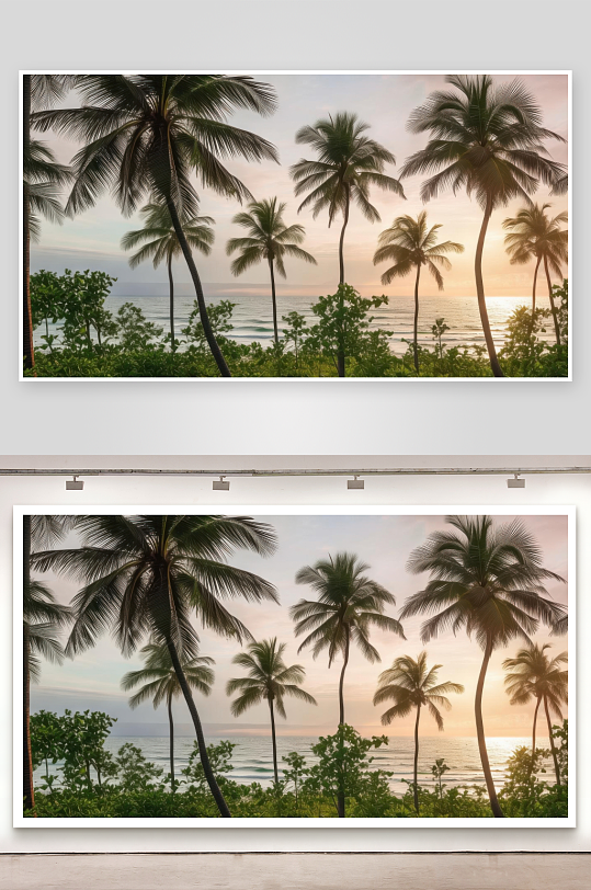 海风轻拂椰林摇曳生姿背景图-众图网
