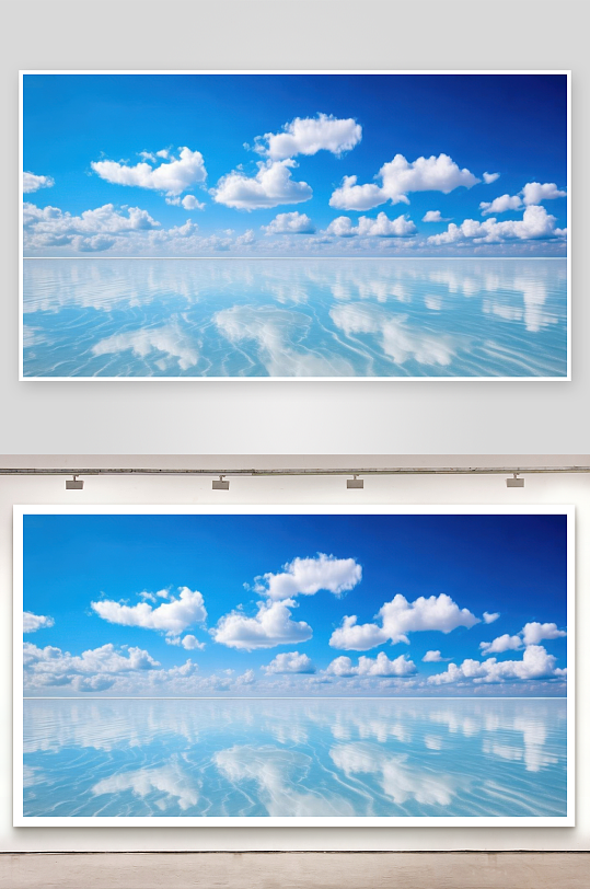 盐湖如镜倒映天空湛蓝背景图-众图网