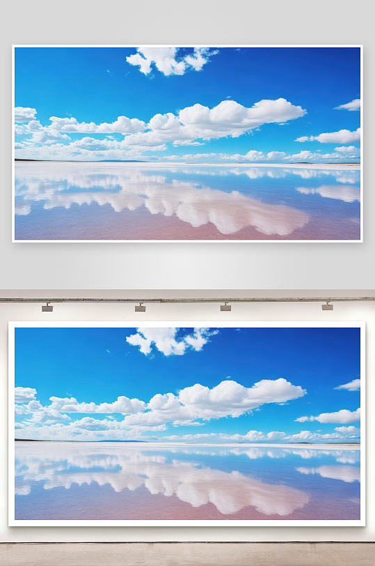 盐湖如镜倒映天空蓝壁纸-众图网