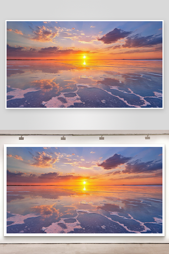 盐湖日落天地一色金背景图-众图网