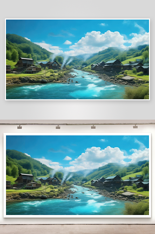 碧水环绕山村安然岁月图片-众图网