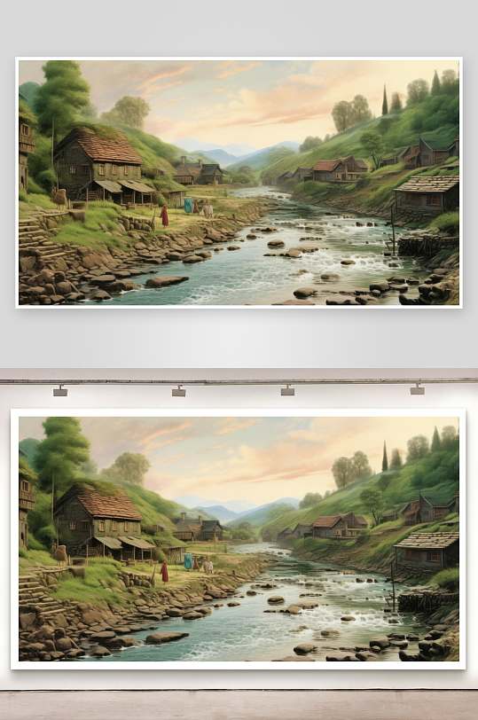 碧水环绕山村安然岁月-众图网