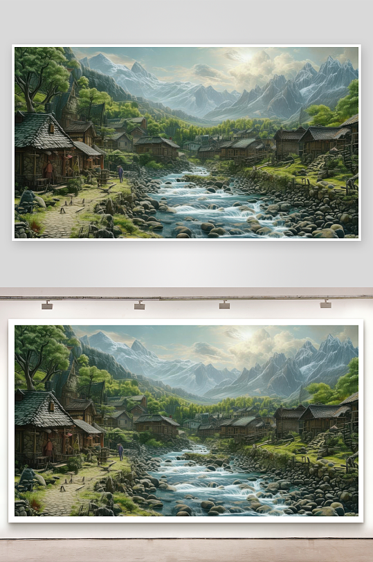 碧水环绕山村岁月安然-众图网