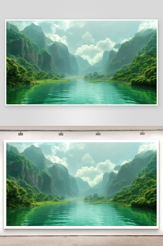 碧水青山绘就人间画卷背景图-众图网