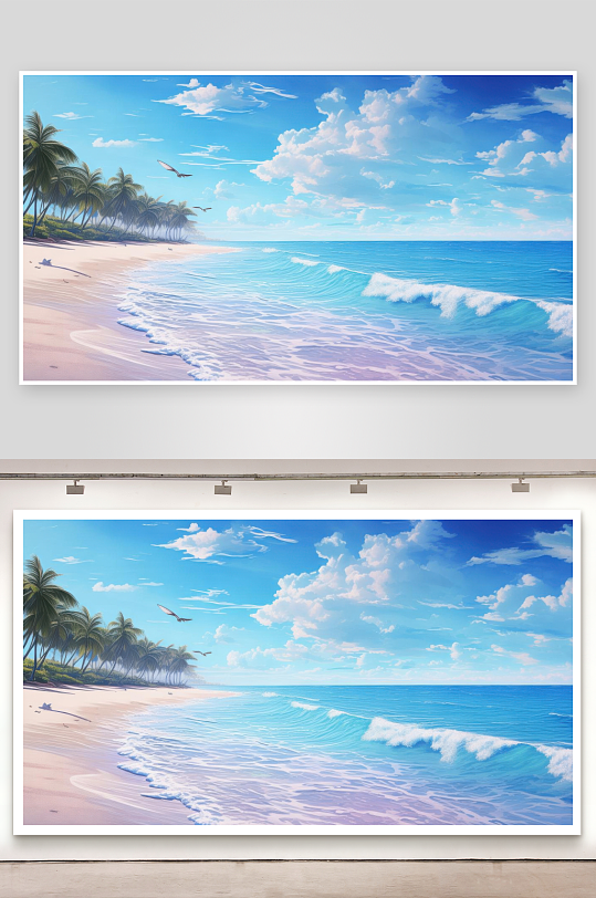 碧海蓝天共绘浪漫画卷背景图-众图网