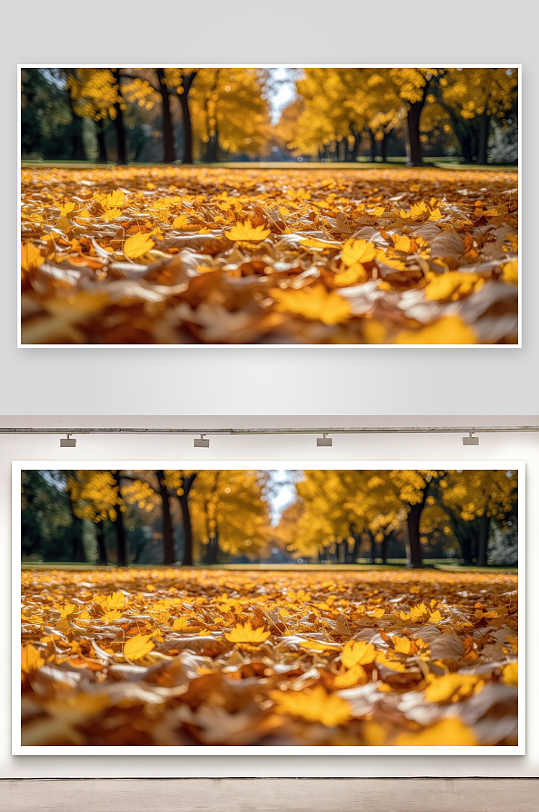 秋叶铺地金黄地毯厚实图片-众图网