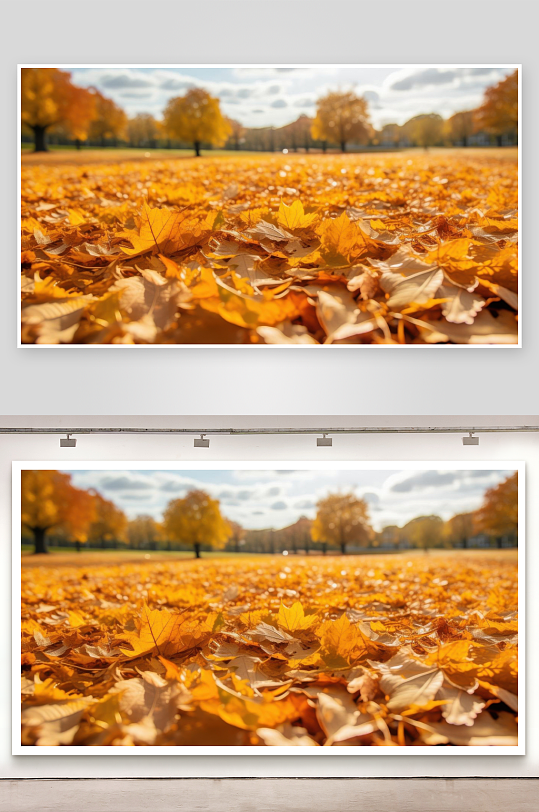 秋叶铺地金黄地毯厚背景图-众图网