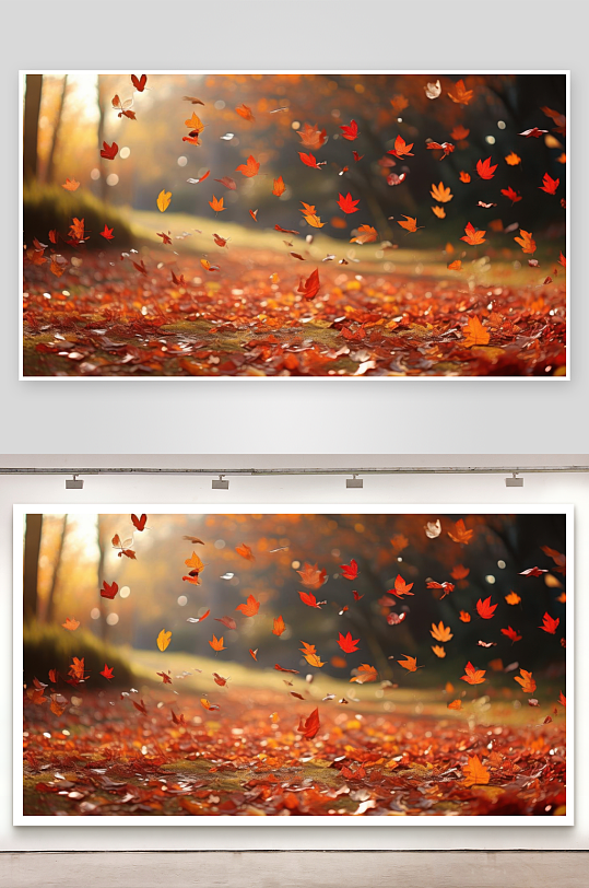 秋叶随风旋转轻轻落地-众图网