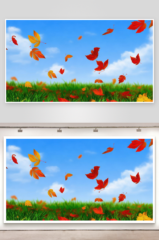 秋叶随风旋转轻轻落地壁纸-众图网