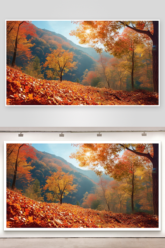 秋叶飘落染尽山间温柔-众图网