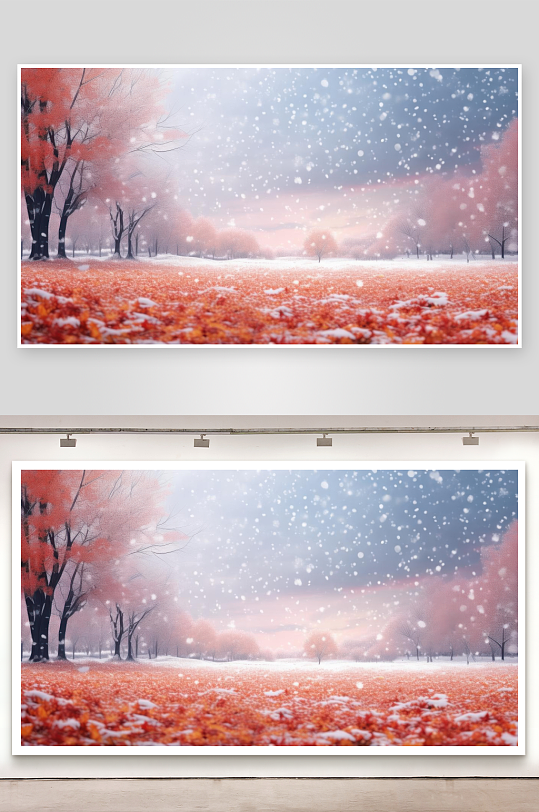 秋赏落叶冬看雪落人间背景图-众图网