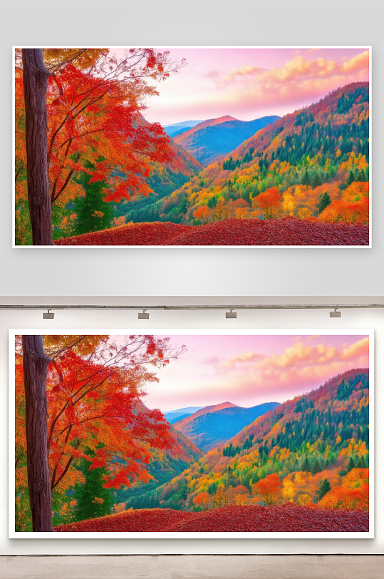 秋霜染叶山林披上彩衣图片-众图网