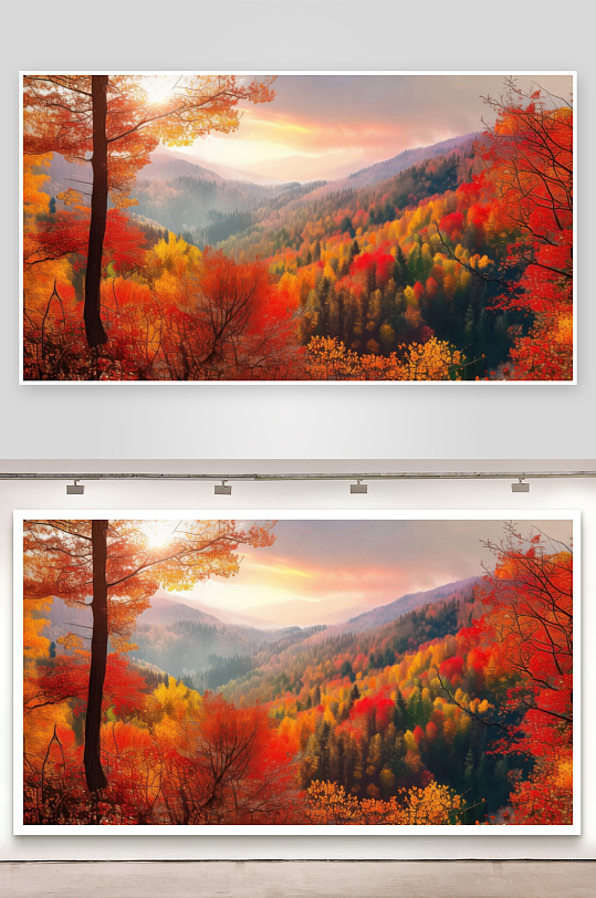 秋霜染叶山林披上彩衣背景图-众图网