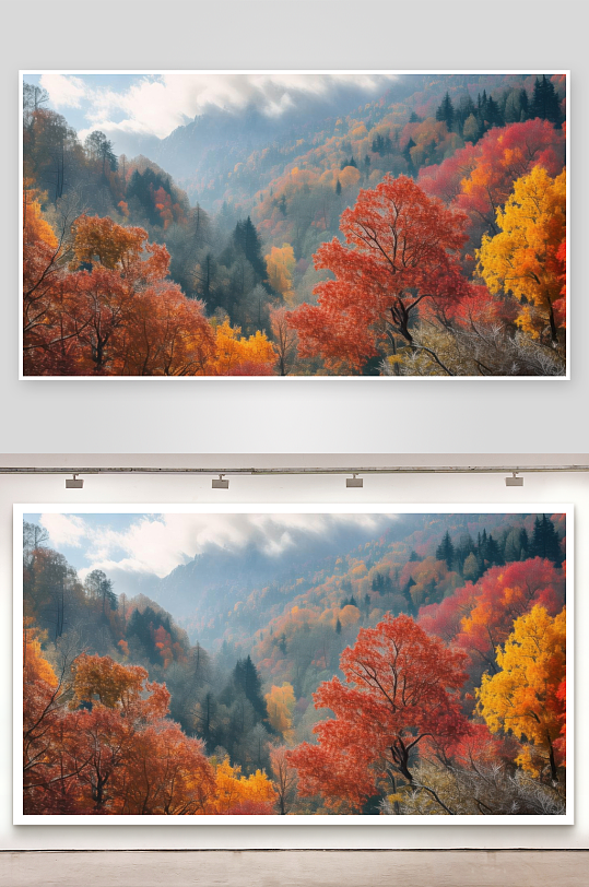 秋霜染叶山林披彩衣背景图-众图网